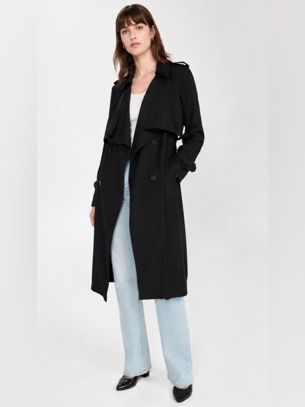 BCBG MaxAzria ‘Olivia’ Classic Black Trench Coat Women XXS / 0